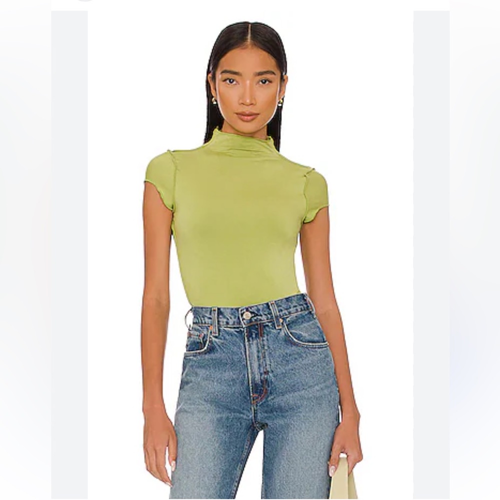 The Line By K Reese Mock Neck Top XS Apple Green